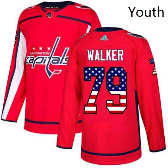 Youth Adidas Washington Capitals 79 Nathan Walker Authentic Red USA Flag Fashion NHL Jersey
